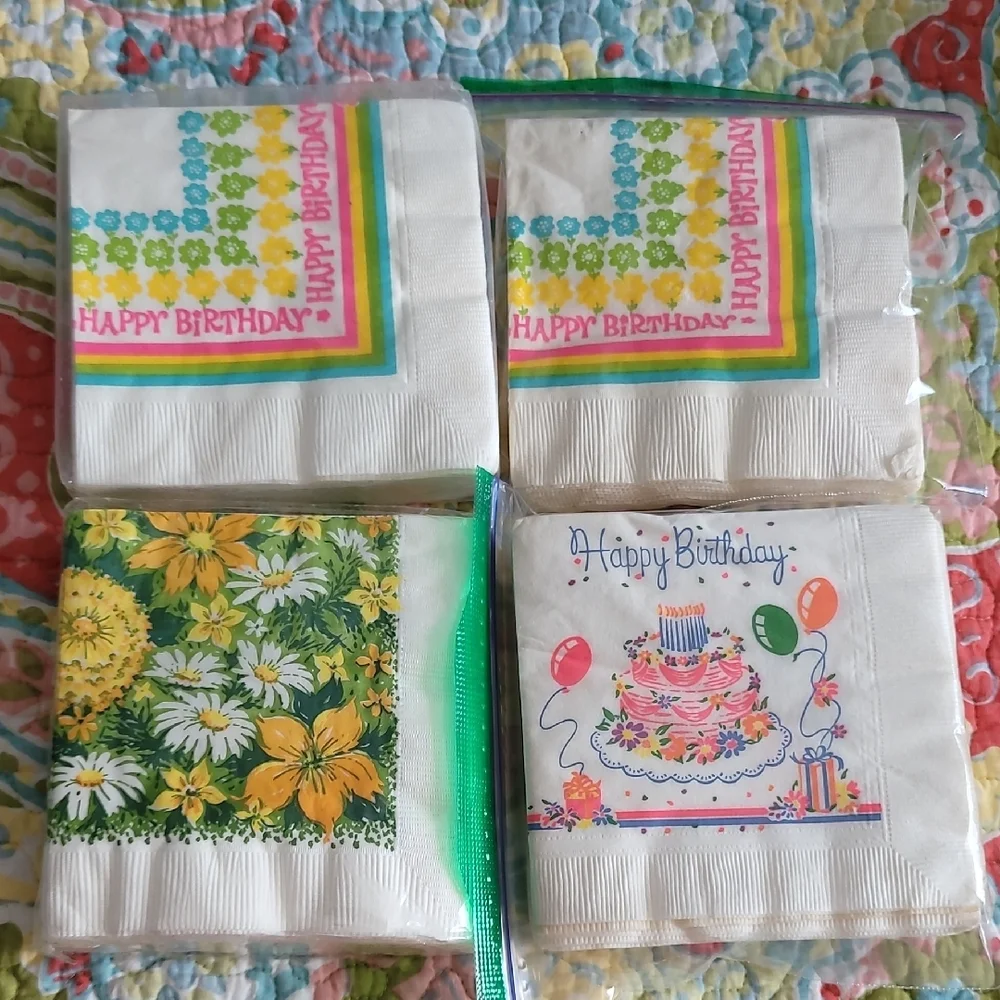 Vintage Colorful Birthday Party Napkins Set